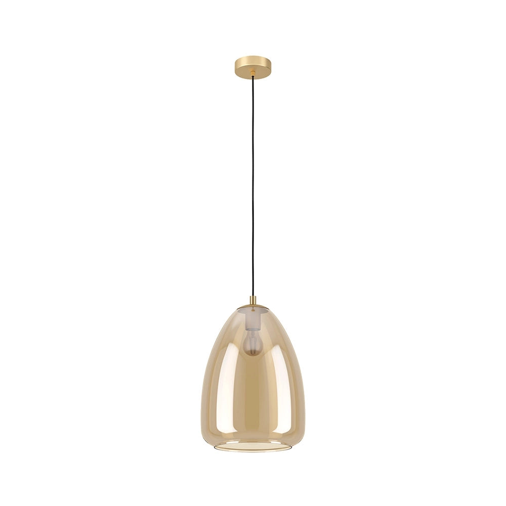 Lampadario Contemporaneo Alobrase 1 Luce Metallo Ottone Spazzolato