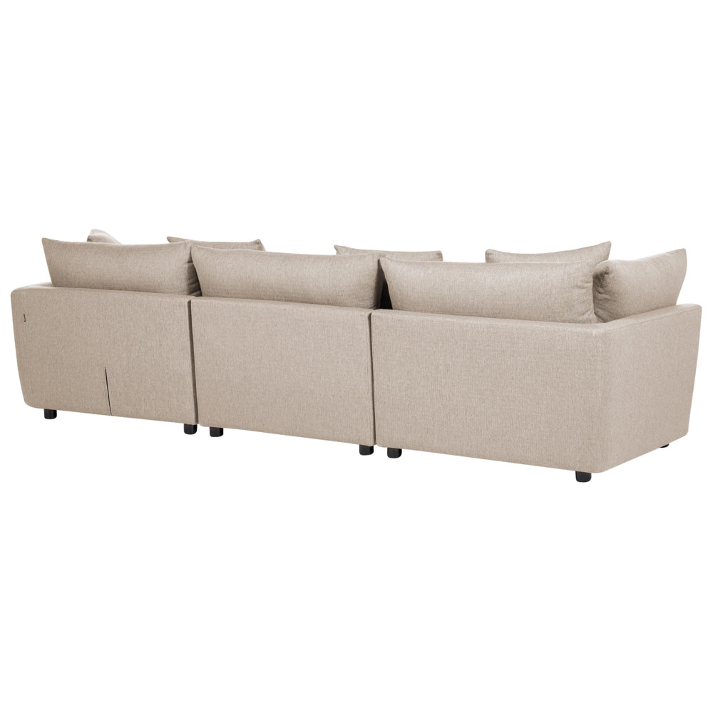 Divano a 3 posti Beige in tessuto poliestere imbottito Divano Cuscini supplementari