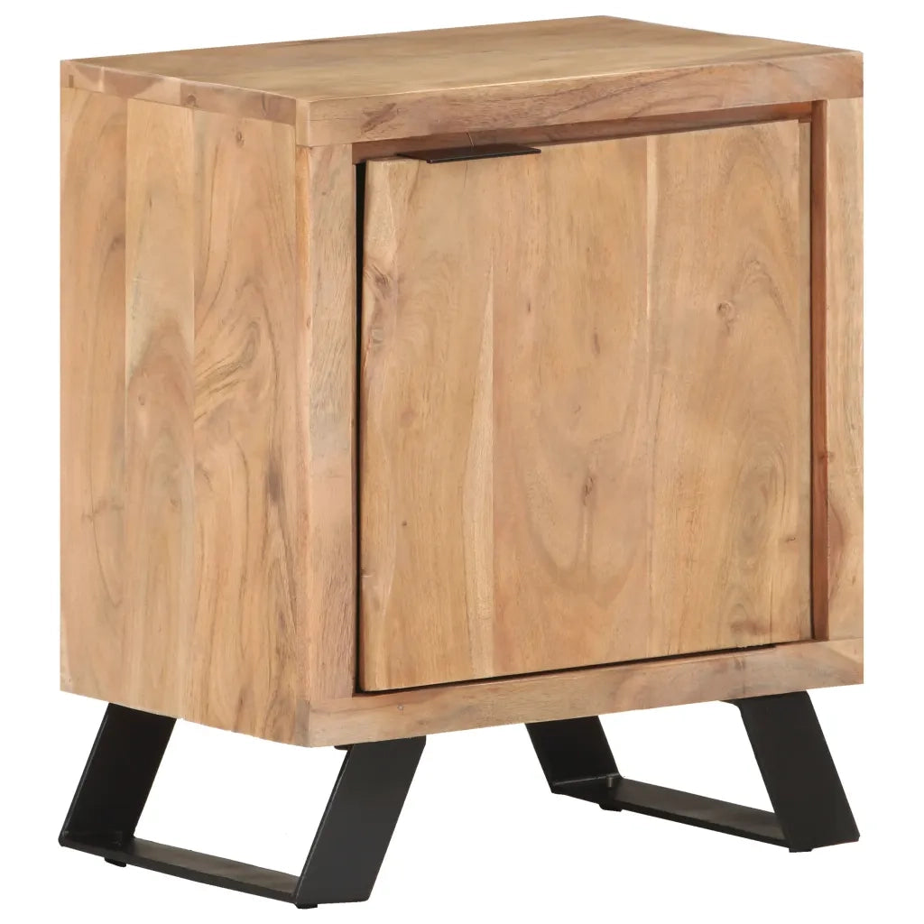 Comodino 40x30x50 cm in Legno Massello di Acacia con Bordi Vivi cod mxl 31048