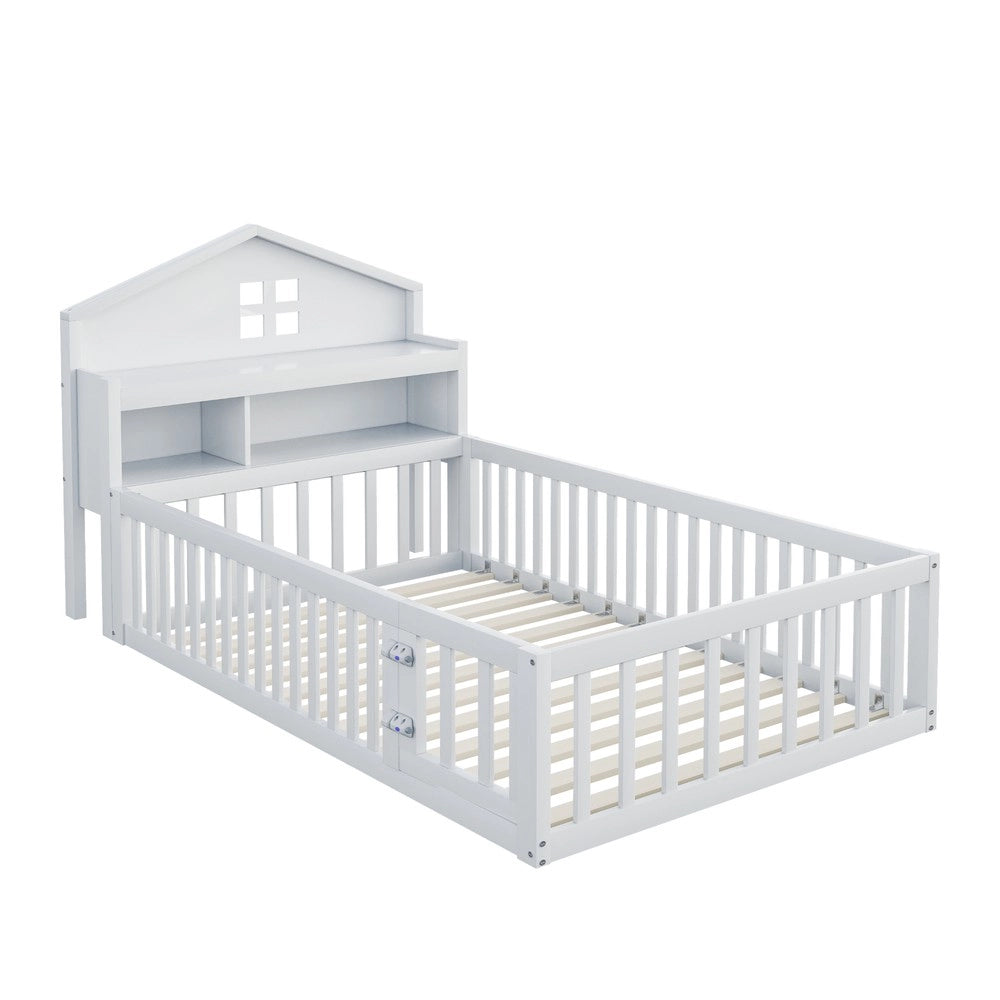Letto Singolo per Bambini con Rete a Doghe e Contenitore ¨C MINIMAL ¨C Massello Bianco 90x200