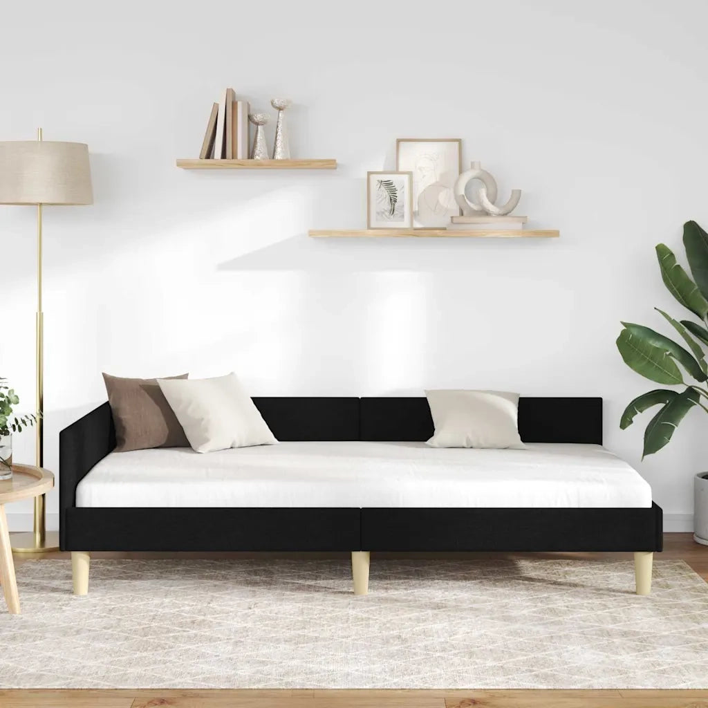 Cornice del letto ad angolo Nero 90 x 200 cm Tessuto 42016119