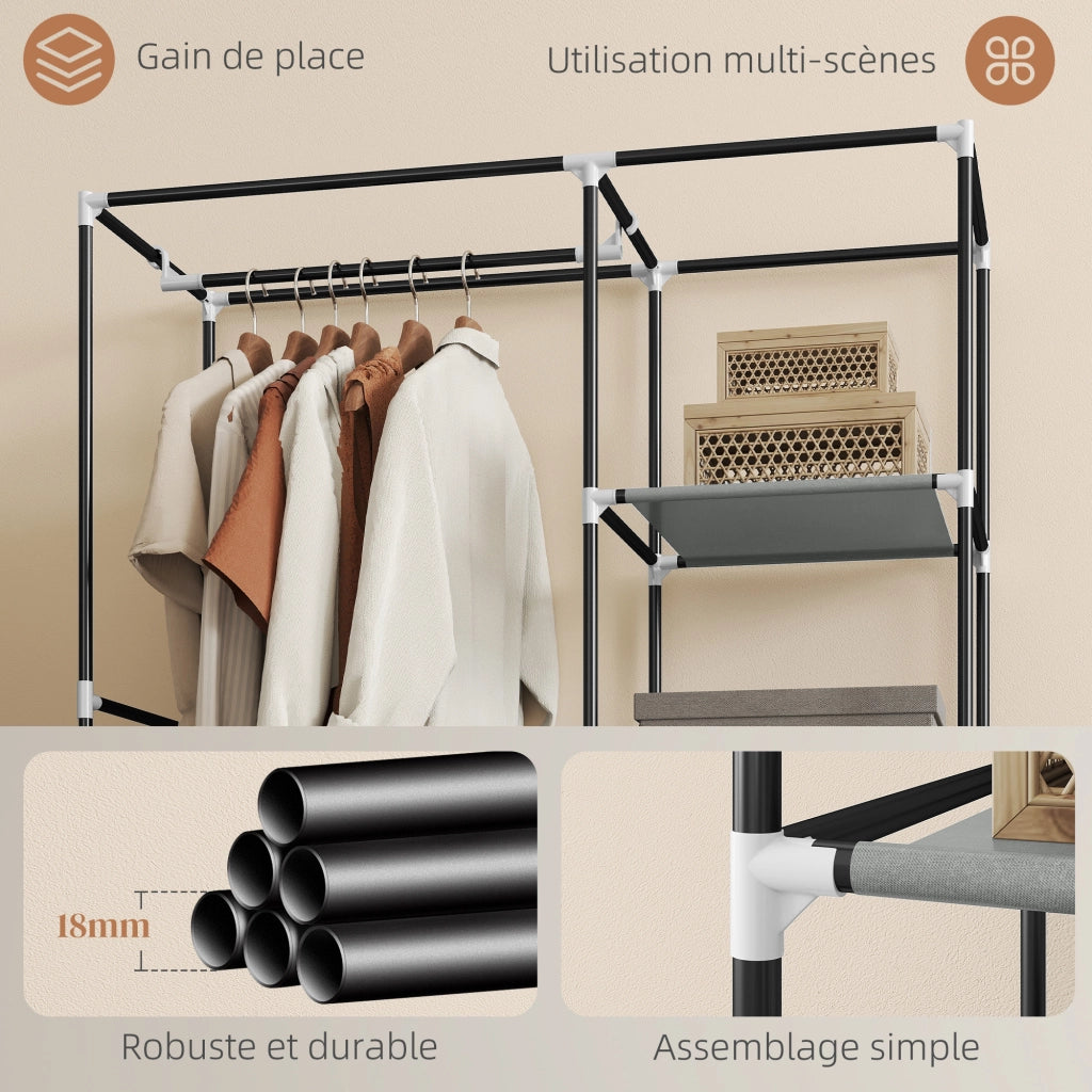 Armadio Guardaroba con Ripiani e Ante ¨C zephmum ¨C Grigio 90x51x200