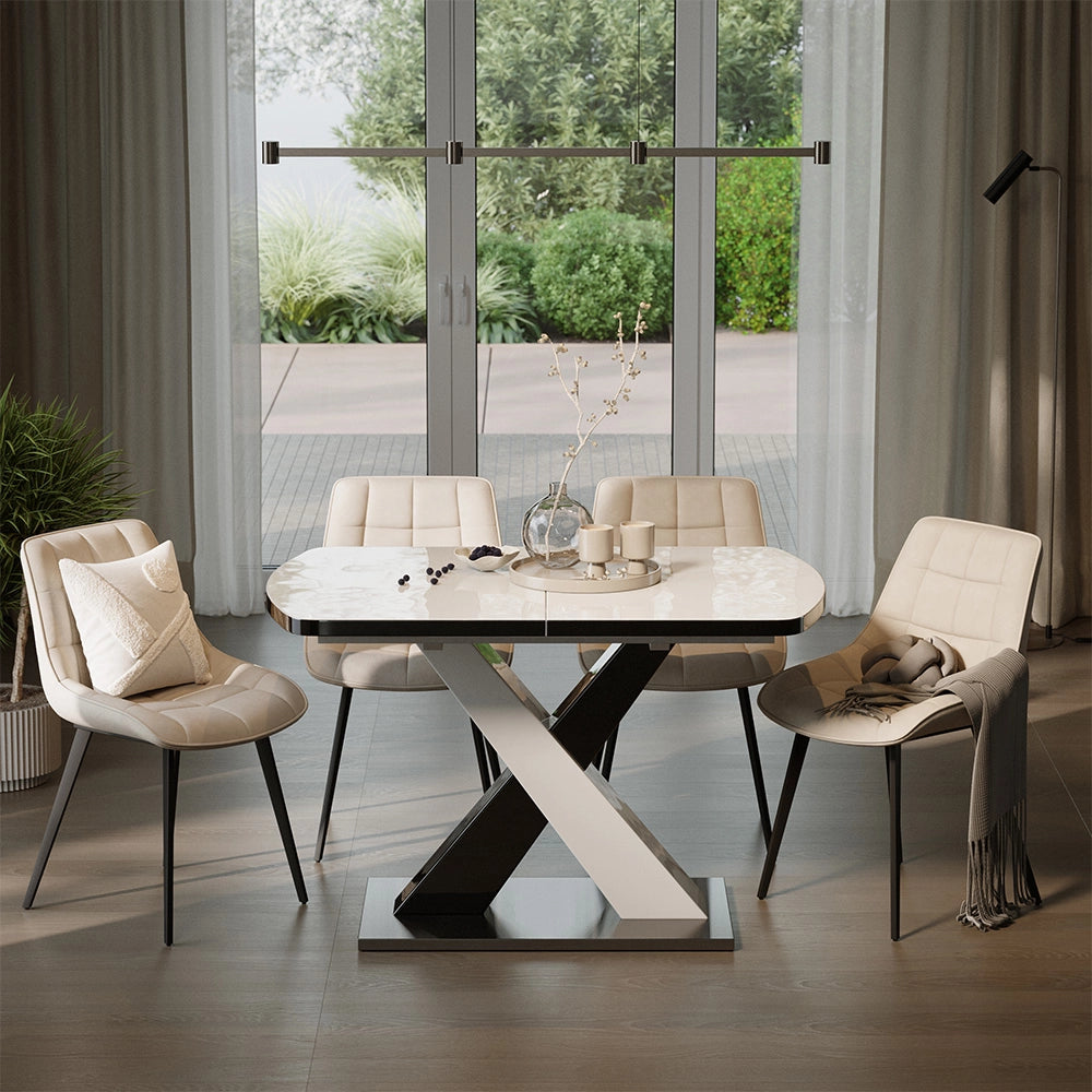 Tavolo da pranzo Chinto Nero/Bianco 120 x 80 cm Estensibile Vicco
