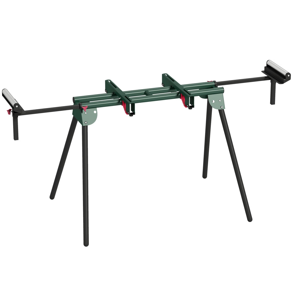 Supporto per Troncatrice con Bracci Regolabili. Gambe Pieghevoli. Altezza Regolabile. Capacit¨¤ 150 kg. Verde