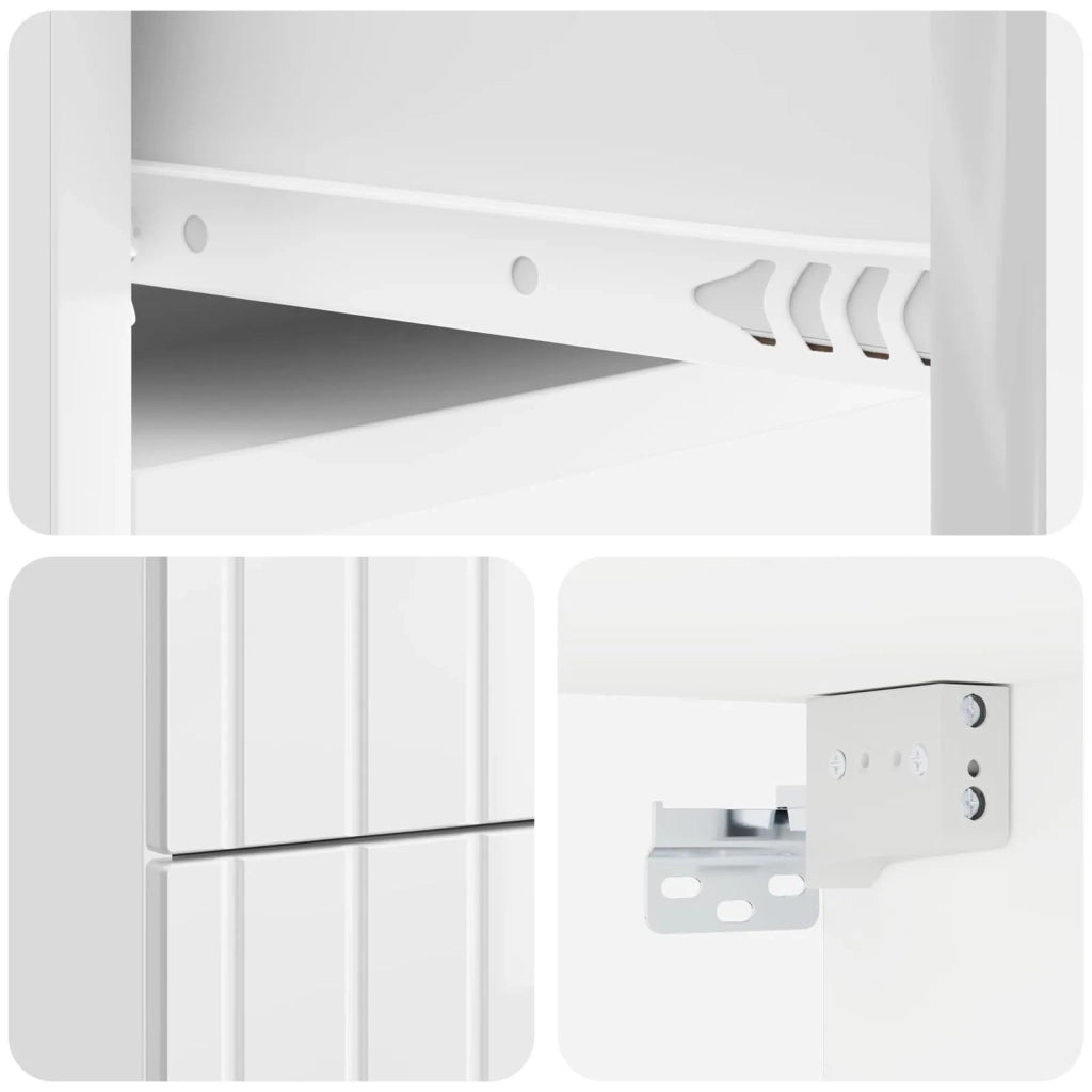 Set di 2 Comodini | Armadio da Notte | Mobiletto da notte a muro Bianco Lucido 33 x 34,5 x 43 cm