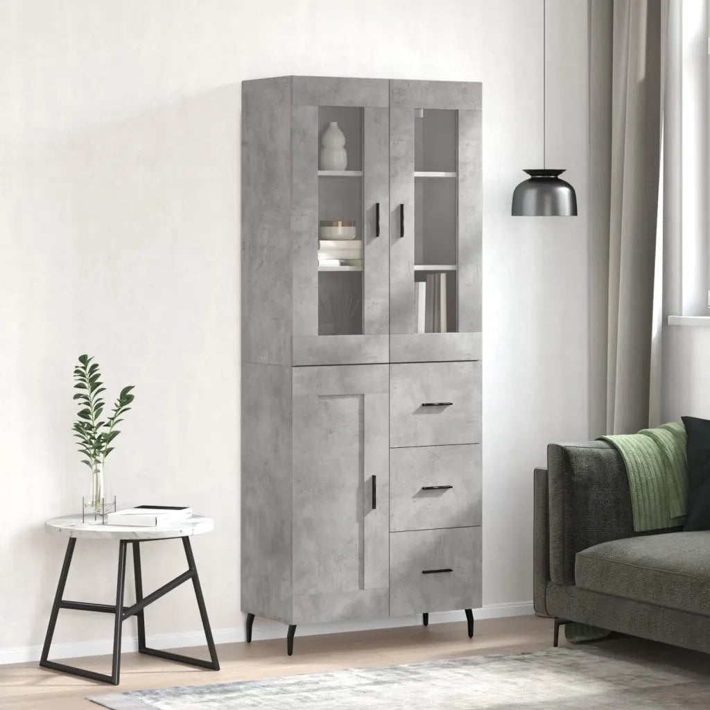Credenza | Madia | Buffet da pranzo | Armadio da pranzo Grigio Cemento 69,5x34x180 cm in Legno Multistrato