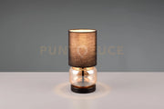 ELIO LAMPADA DA TAVOLO BASE VETRO AMBRA CON PARALUME NERO H. 29CM 1 LUCE ATTACCO E27