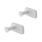 Set 2 appendini portasciugamani in acciaio inox bianco con doppio fissaggio Cubik