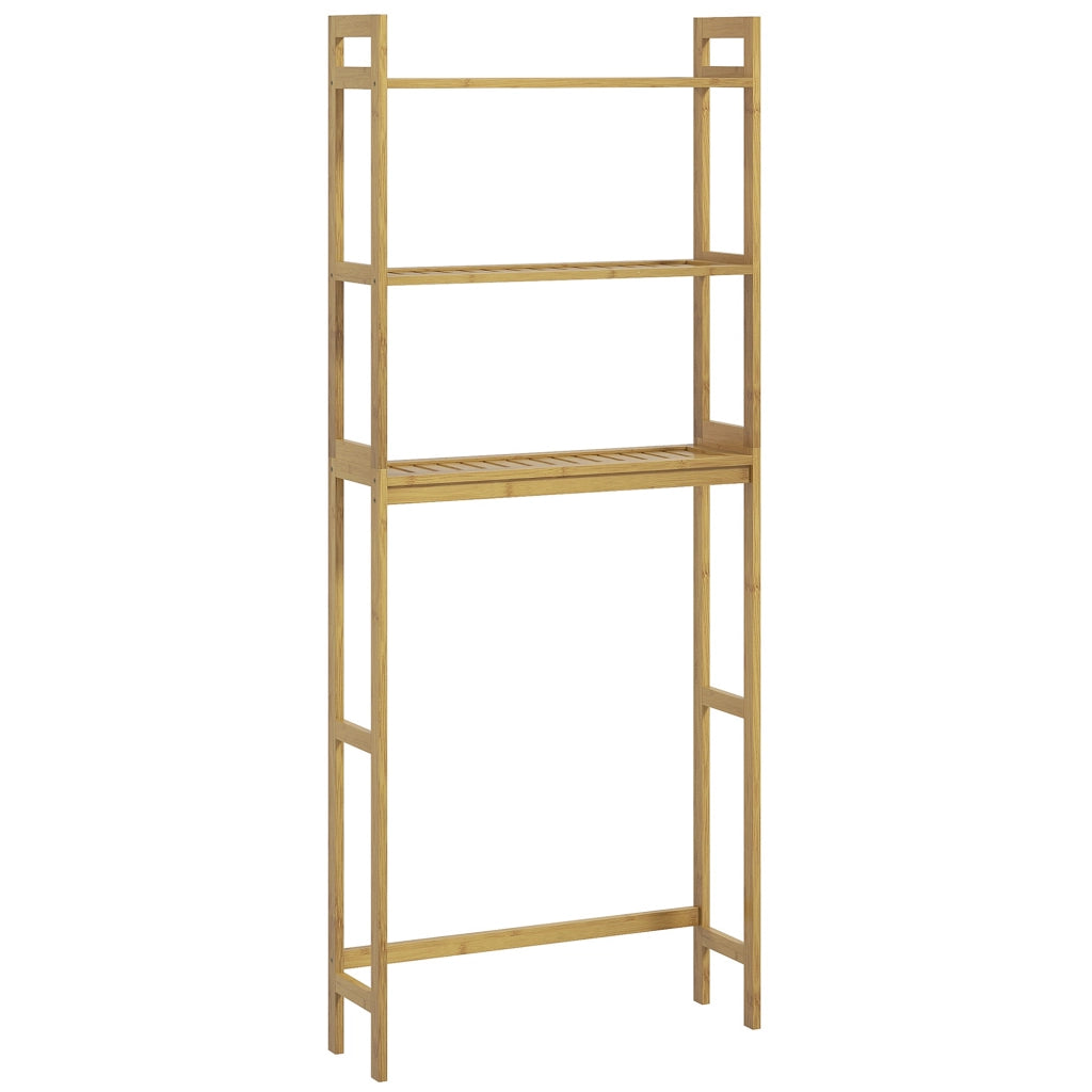 Scaffale bagno sopra WC in bambù naturale con 3 ripiani e sistema antiribaltamento