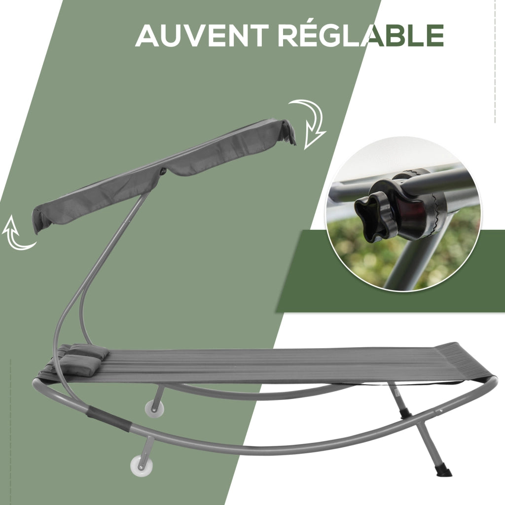 Letto da Giardino 2 Posti con Baldacchino Regolabile ¨C zephmum ¨C Grigio 200x140
