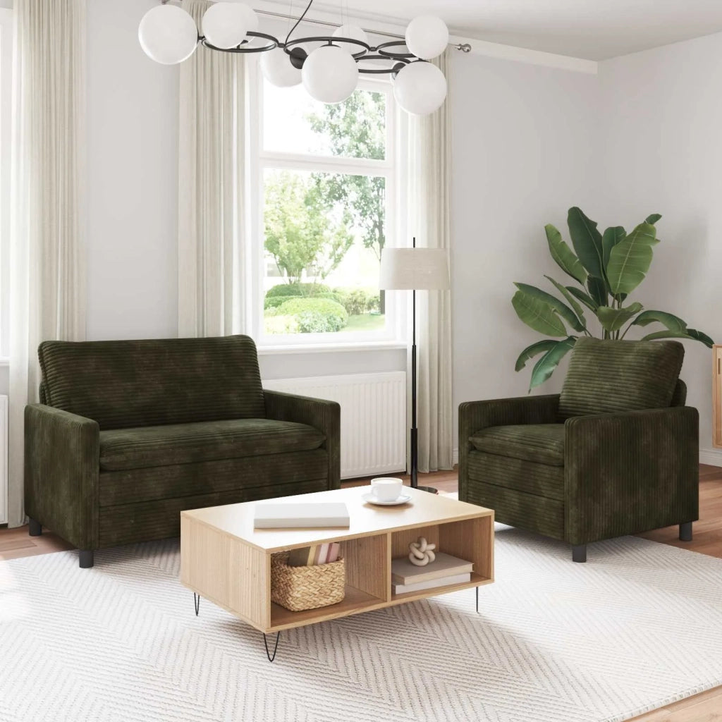 Set di divani 2 pcs Verde Poliestere