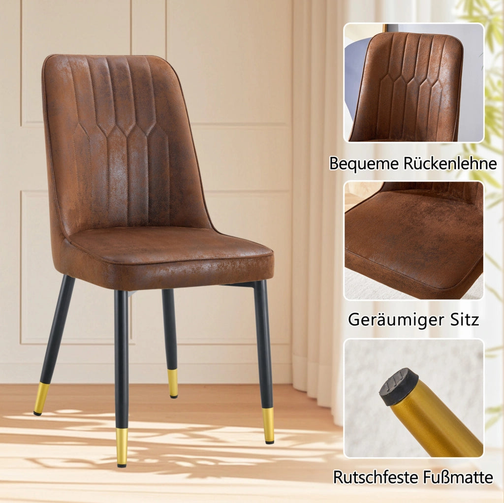 Set tavolo rotondo Ø100 cm con sedie marroni e struttura nera