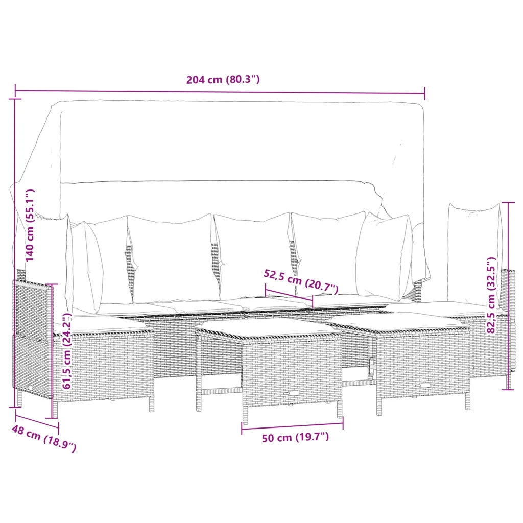 Set Divano da Giardino 5pz con Cuscini Grigio Chiaro Polyrattan 3261556