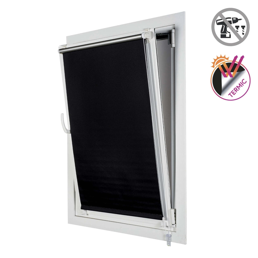Tenda a Rullo Oscurante installazione senza foratura EasyFix Nero 90x180 cm