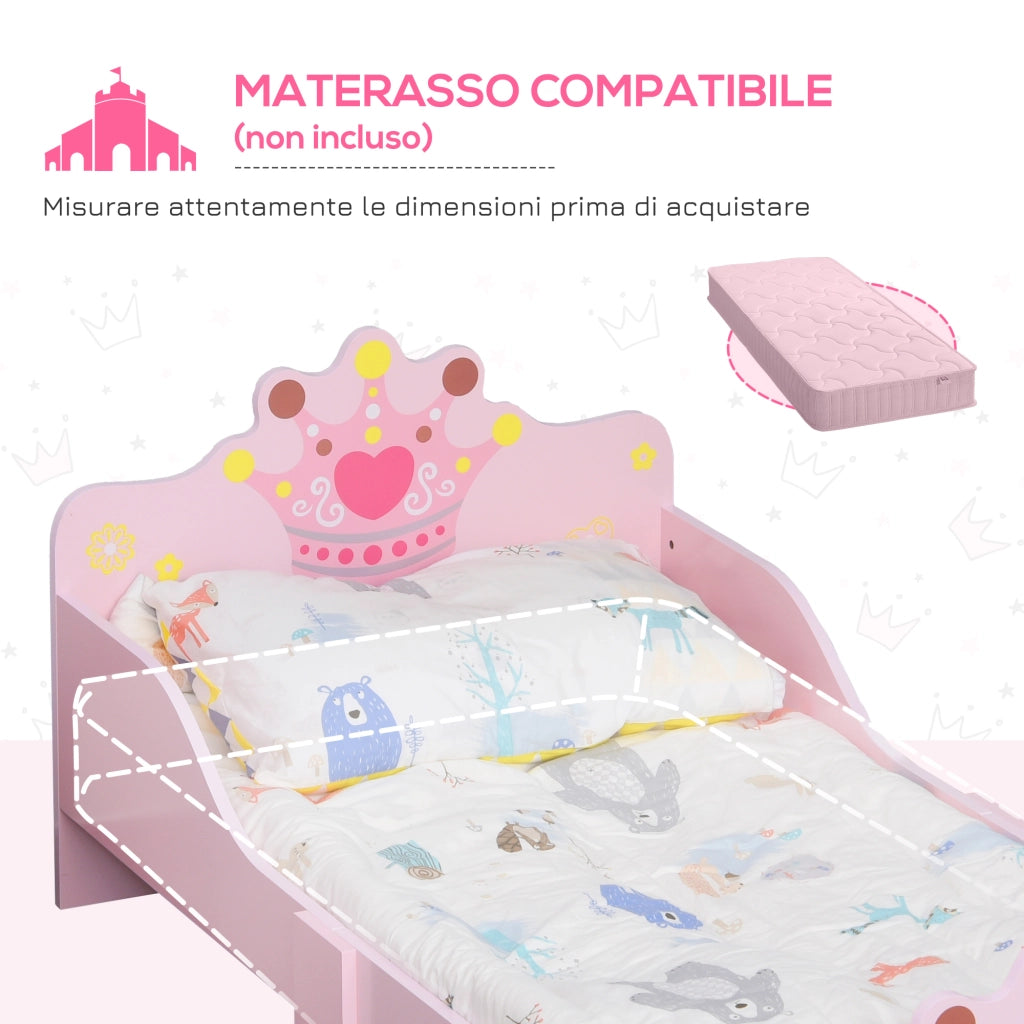 Letto per Bambini con Testiera e Pediera in Legno ¨C Zephmum ¨C 143x73x60cm Rosa