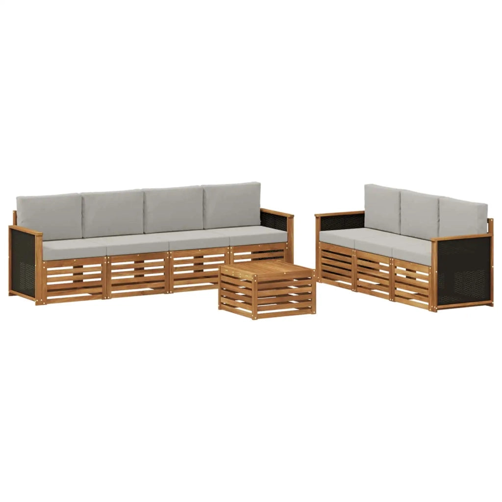 Set divani con cuscino 8 pcs Legno di Acacia Massello