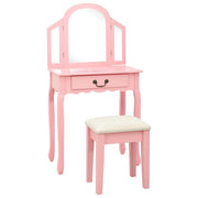 Toletta e sgabello 65 x 36 x 128 cm rosa legno MDF 02_0006382