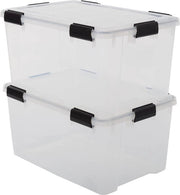 Set di 2 Scatoloni Aria Tappabile Stivellati per Garage e Sottotetto - 50L - Translucido