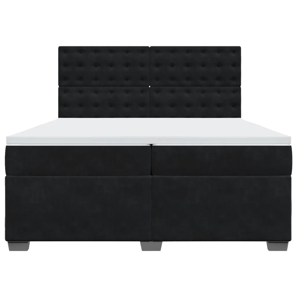 Giroletto a Molle con Materasso Nero 200x200 cm in Velluto 3291016