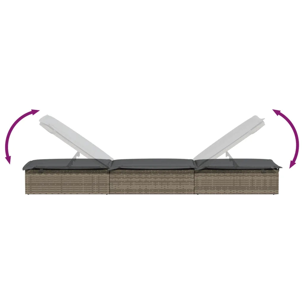 Lettino Prendisole | Sdraio da giardino | Lettino da sole 1 pz con Tavolino Grigio in Polyrattan