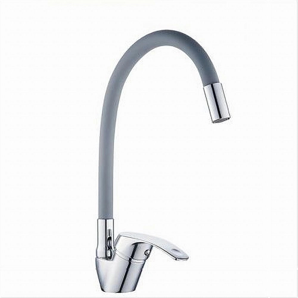 Trade Shop - Rubinetto Cucina Canna Alta Silicone Miscelatore Lavello Orientabile 69369 Grigio -