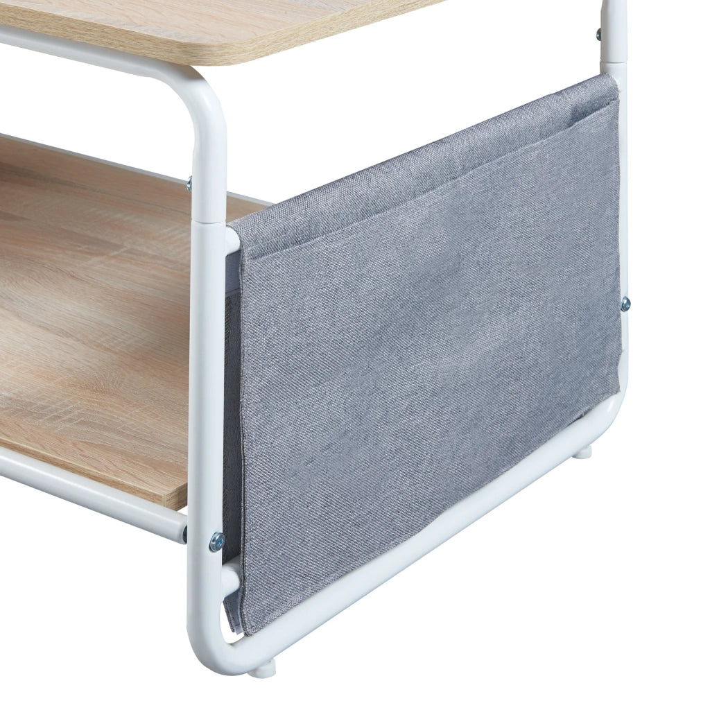 Tavolino/consolle 100 x 50 x 43 cm bianco grigio effetto rovere 03_0010786