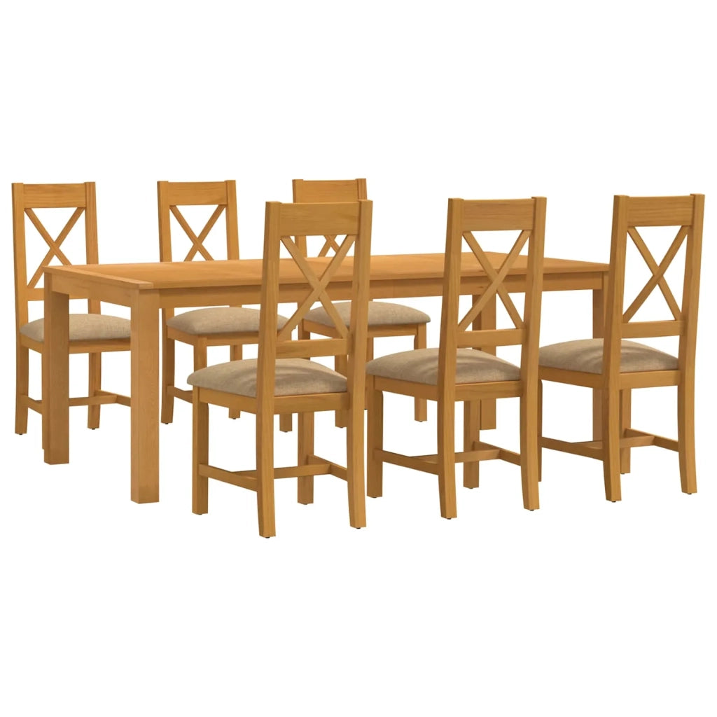 Set da pranzo 7 pz Beige Legno di Quercia Massello 3430399