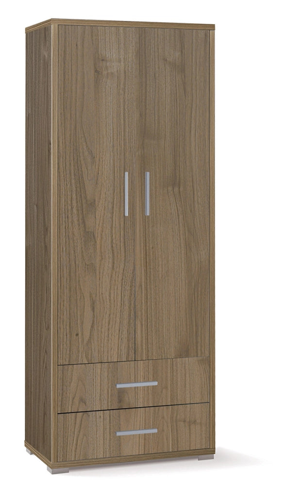 Armadio 2 Ante 2 Cassetti 71x182x41 cm Noce Stelvio