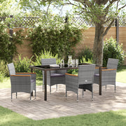 Set da Pranzo da Giardino 5 Pezzi Grigio in Rattan Poliestere