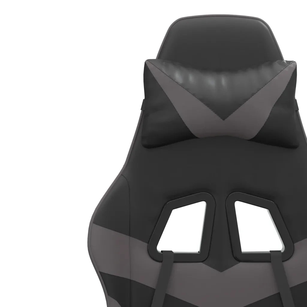 Sedia da Gaming | Sedia da e-sports Girevole Poggiapiedi Nero e Grigio Similpelle