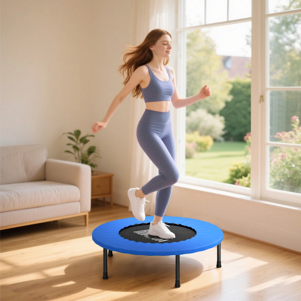 Trampolino Fitness Elastico 81 cm ¨C Zephmum ¨C Acciaio 28 Molle Nero Blu 81x81x22,5 cm