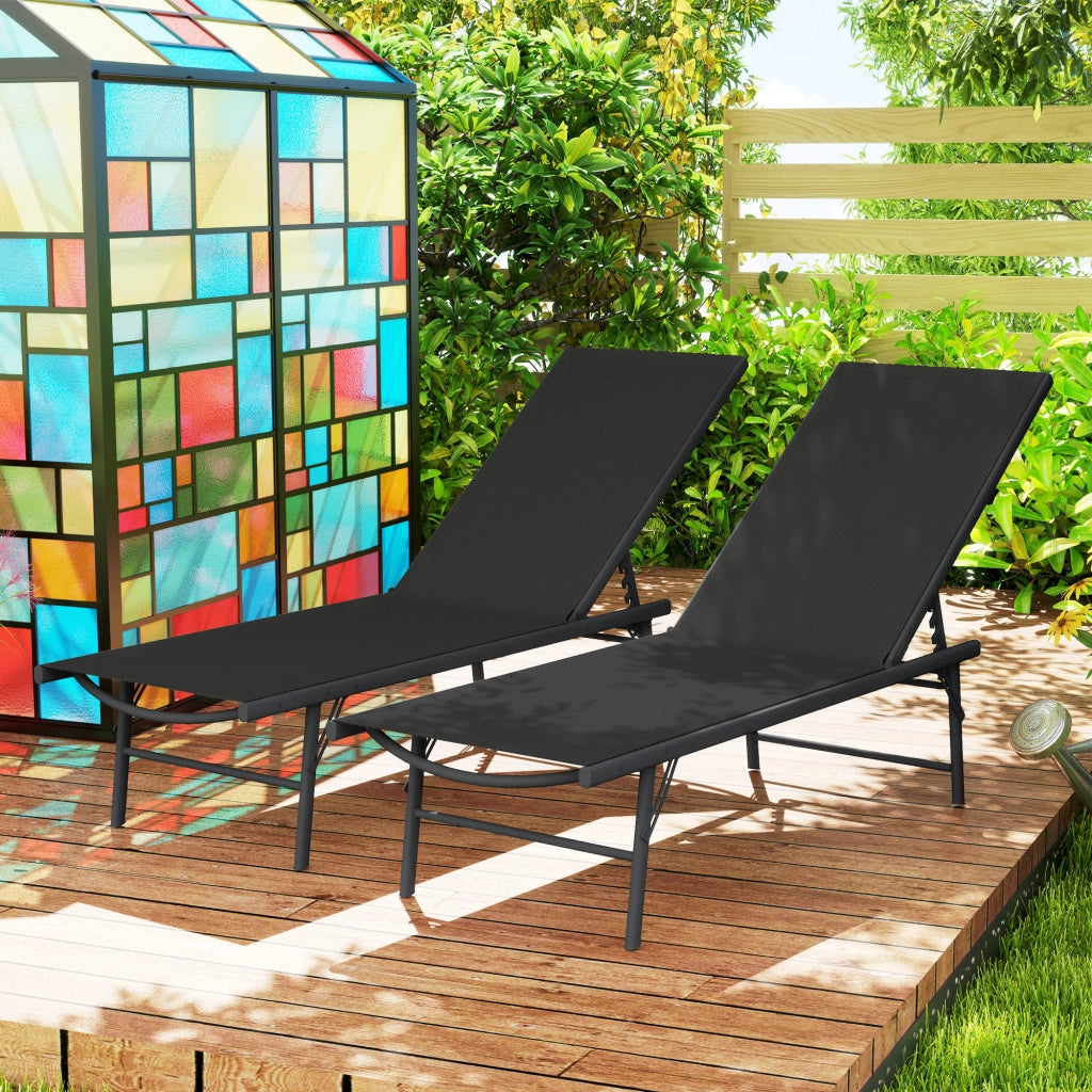 Sedia a sdraio pieghevole con textilene per esterno ¨C zephmum ¨C 54x164x84 cm nero