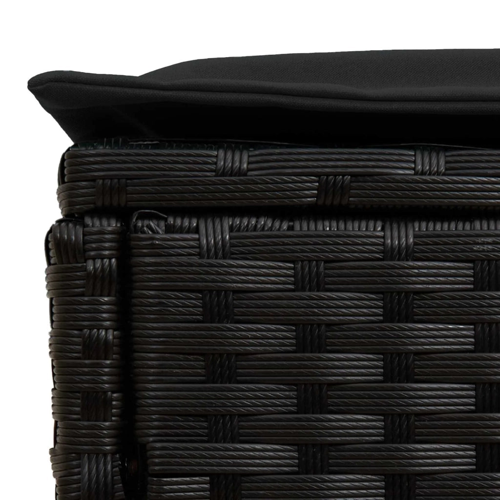 Sedia da giardino-Poggiapiedi da Giardino Nero 80 x 38 x 45 cm Rattan in PE