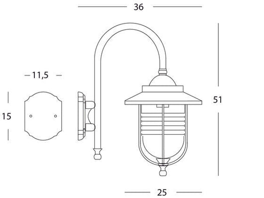 Lampada Applique Grande in Basso Color Ruggine da Esterno Linea Porto Sovil