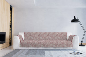 Copridivano con Copri Braccioli Seduta 230 cm in Poliestere e Cotone Bordeaux