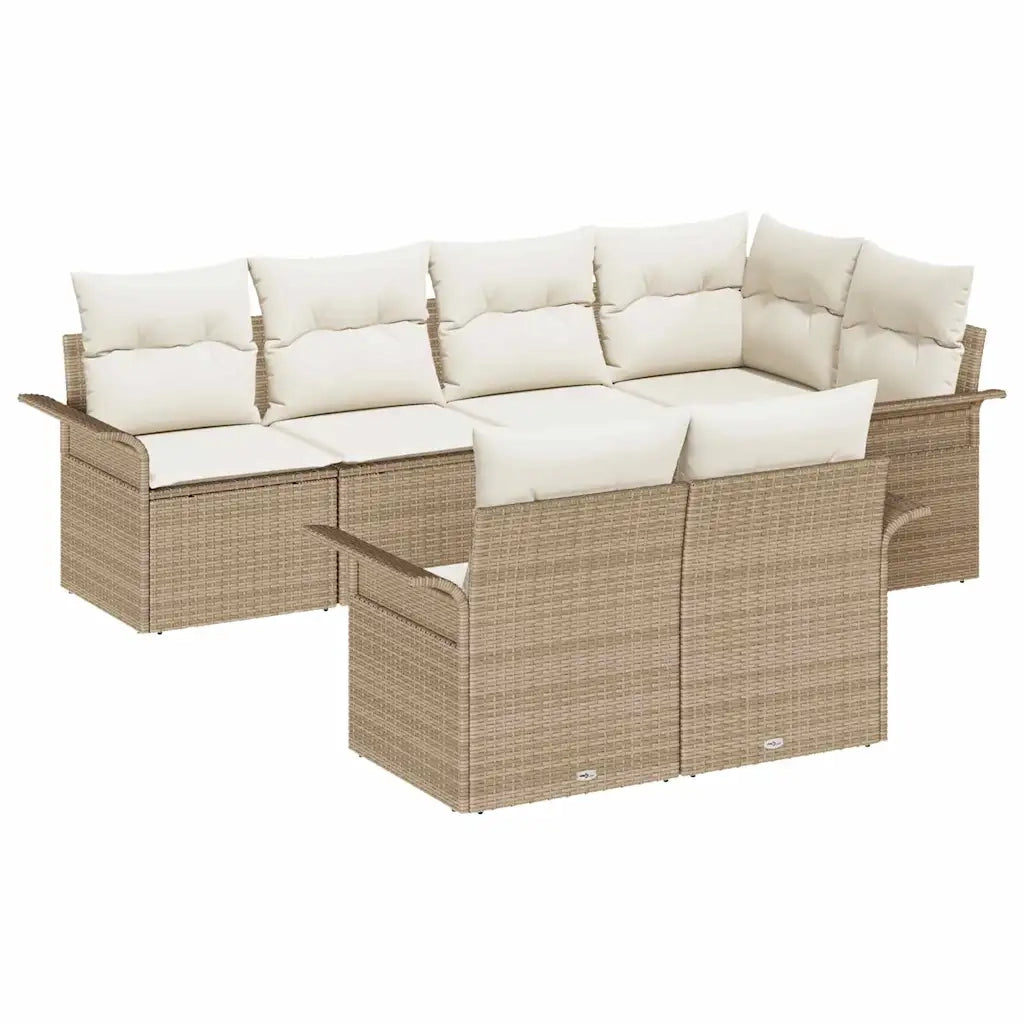 Set Divano da Giardino con cuscino 7 pcs Beige Poly Rattan 3354070