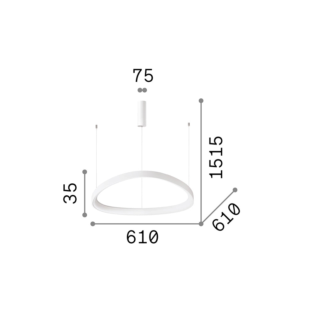 Sospensione Moderna Gemini Metallo Bianco Led 48W 3000K Luce Calda
