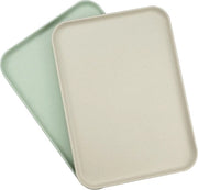 Set di 2 piatti di servizio rettangolari, piatto da cucina piccolo, piatti da fast food, piatti da caffè piccoli, piatto di plastica antiscivolo per tè per sala da pranzo, riciclabile (bianco rotto, verde chiaro)