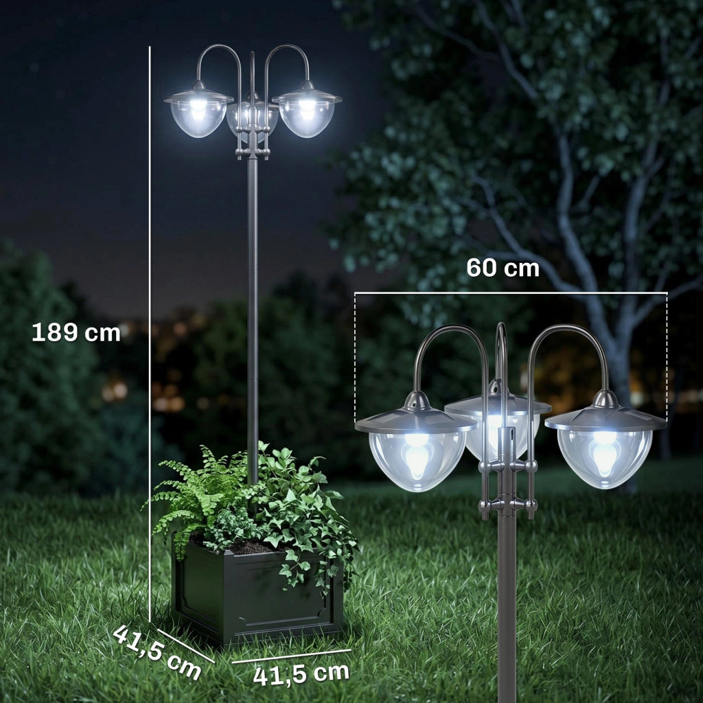 Lampada Solare da Giardino ¨C zephmum ¨C 18 LED 6000K IP44 60x55x189 cm Nero
