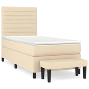 Letto singolo | Letto per adulti | Giroletto a Molle con Materasso Crema 80x200 cm inTessuto