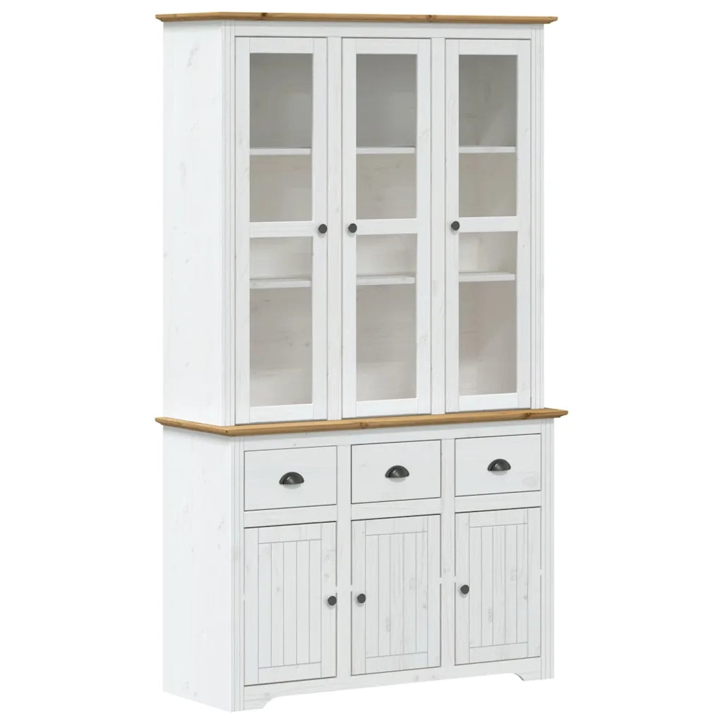 Credenza BODO 115,5x43x200,5 cm Massello Pino Bianco e Marrone 3206452
