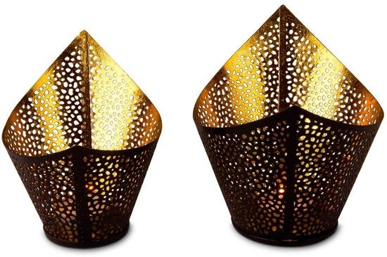 Set di sospensione per maxi-thee luminarie - 2 pezzi - colore marrone scuro/oro - progettato per maxi-thee luminarie - design curvo - ideale per ambienti accoglienti - perfetto per le feste - sospensione per candele