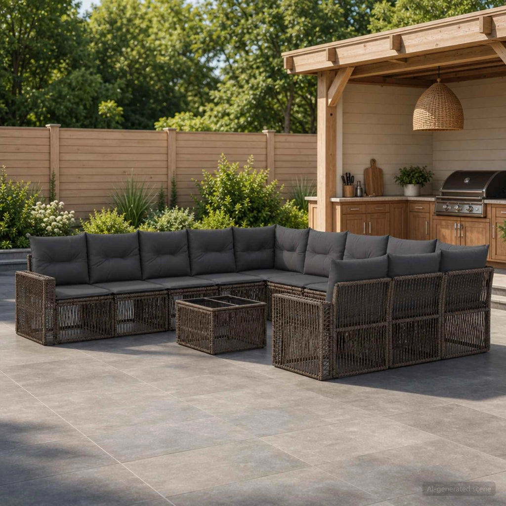 Set Divano da Giardino 12 pz Grigio e Grigio Scuro polyrattan 3435266