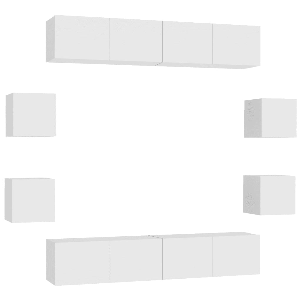 Set Mobili Porta TV 8 pz Bianco in Legno Multistrato 3074459