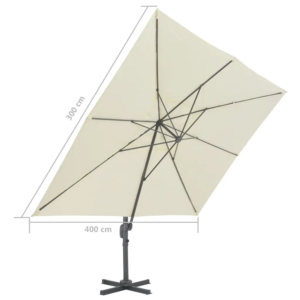 Ombrello | Parasolne da giardino a sbalzo con palo in alluminio 400x300 cm Sabbia