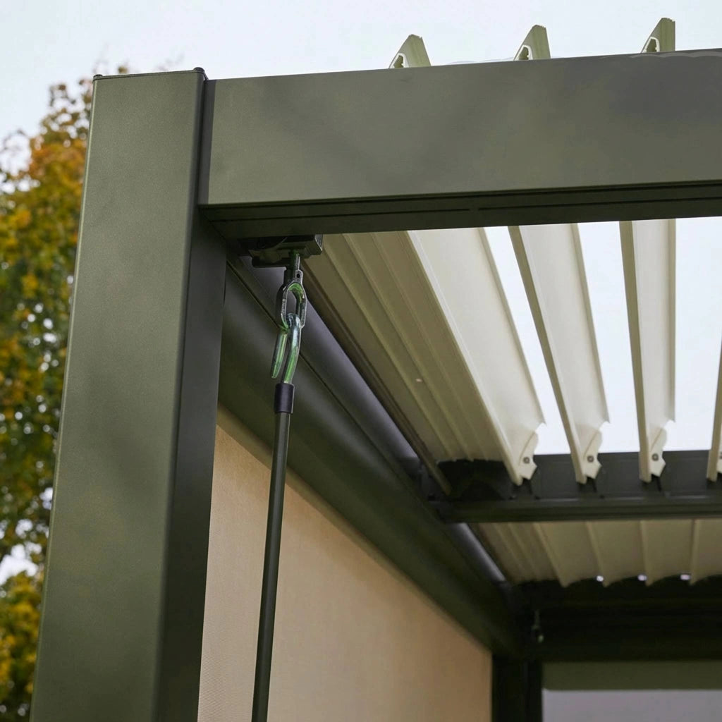 Pergola bioclimatica 3x4m in alluminio e acciaio, lamelle orientabili