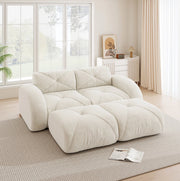Divano modulare senza cornice in chenille; 204x171x76 cm; beige chiaro