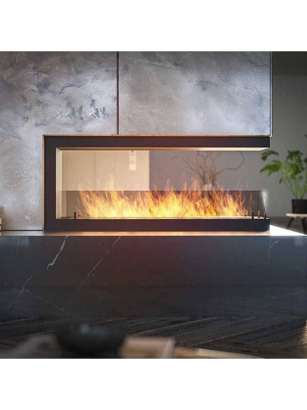 Caminetto a Bioetanolo Da Incasso di Design U1200 con Vetro Aperto su 3 Lati Bruciatore da 3 Litri