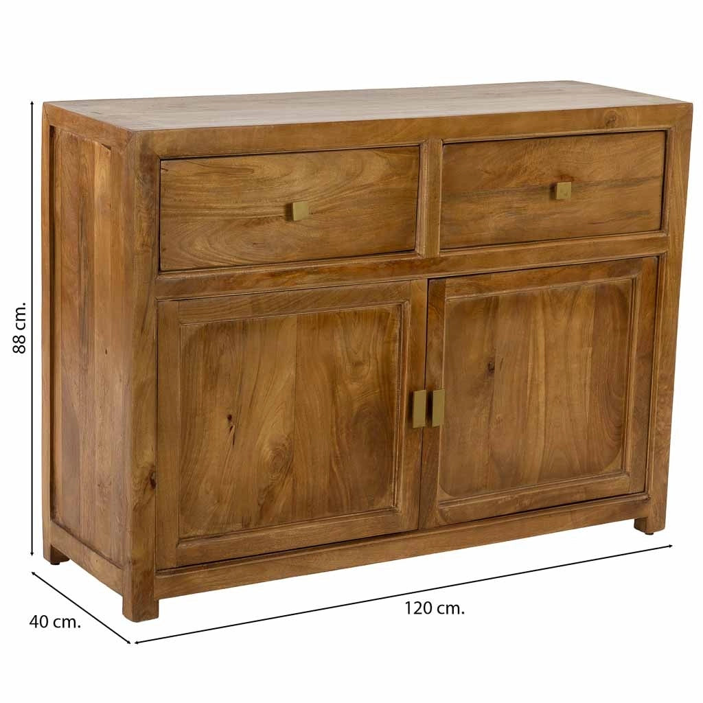 Credenza in legno marrone con 2 ante e 2 cassetti, 120x40x88h cm