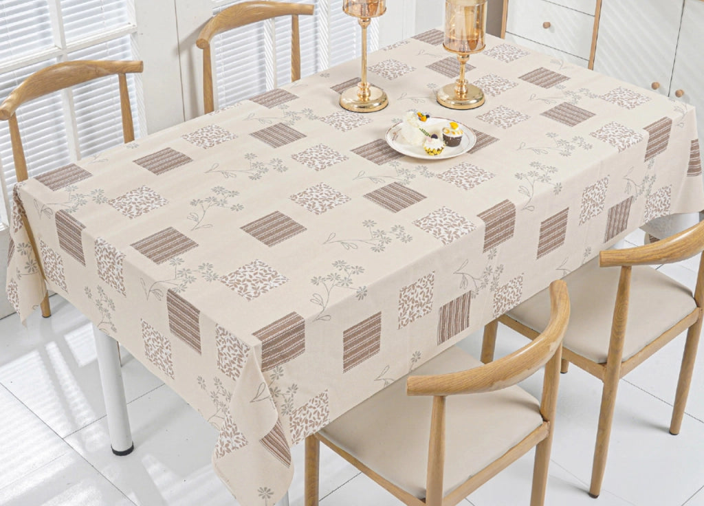 Tovaglia Antimacchia PVC Proteggi Tavolo Maniva Glitter Riga Flower - 140x190 - D5 Beige